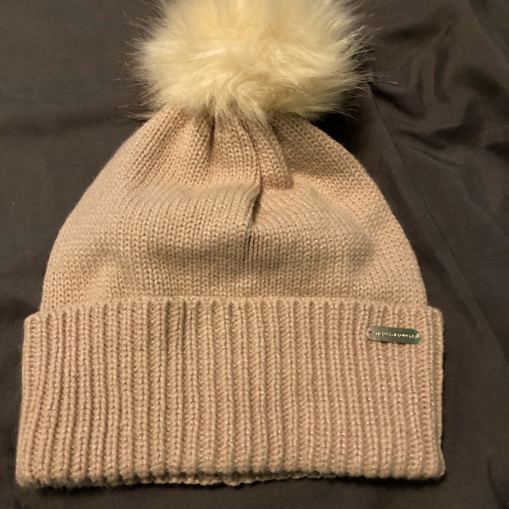 Steve Madden Pink Beanie with Puff